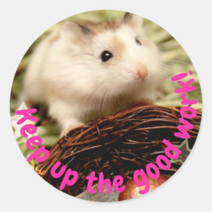 Sticker Rond Hammyville - Joli Hamster Continuez Le Bon Travail