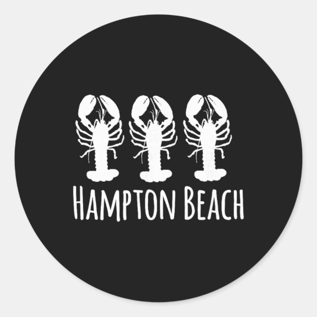 Sticker Rond Hampton Beach New Hampshire Lobster Nautical Coast (Devant)