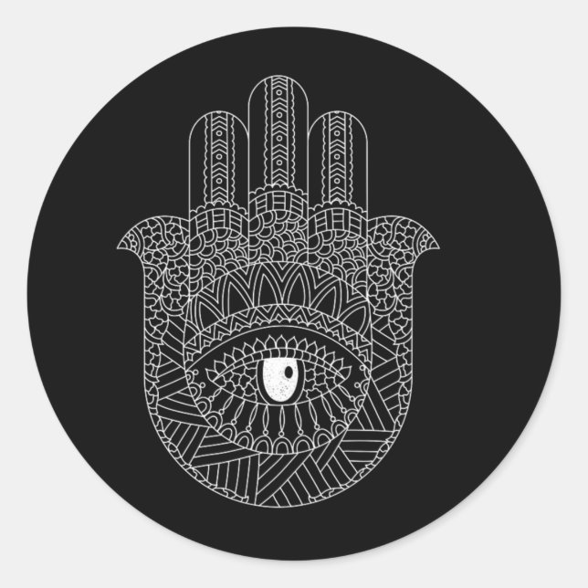 Sticker Rond Hamsa Symbole Islam Musulman Allah Coran Coran Cad (Devant)