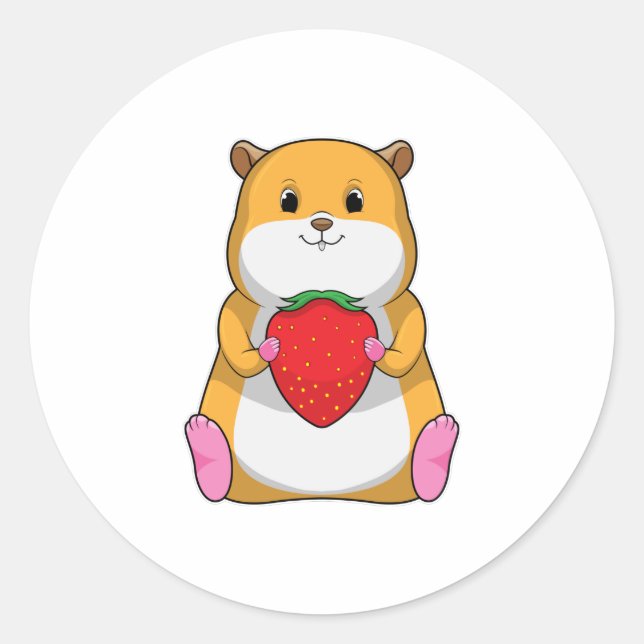 Sticker Rond Hamster aux fraises (Devant)
