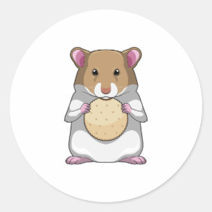 Sticker Rond Hamster avec biscuit