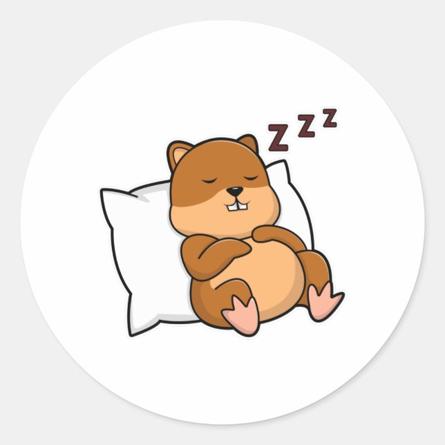 Sticker Rond Hamster avec Coussin (Devant)
