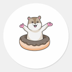 Sticker Rond Hamster avec de l'âne au chocolat
