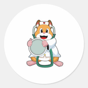 Sticker Rond Hamster comme docteur avec Stethoscope.PNG