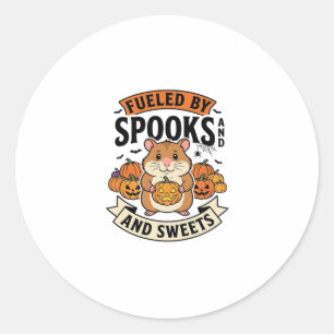 Sticker Rond Hamster d'Halloween alimenté par les fantômes Drôl