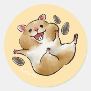 Sticker Rond Hamster Heureux