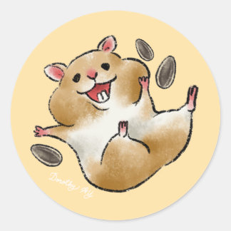 Sticker Rond Hamster Heureux