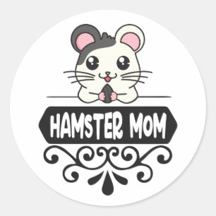 Sticker Rond Hamster maman amoureux des animaux mignons