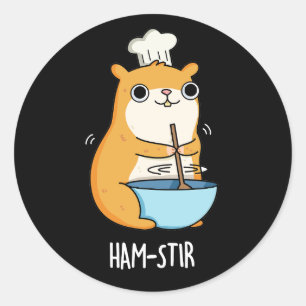 Sticker Rond Hamstir Funny Hamster Pun Dark BG