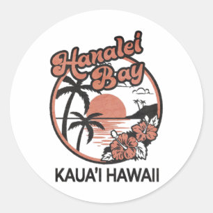 Sticker Rond Hanalei Bay Kauai Hawaii