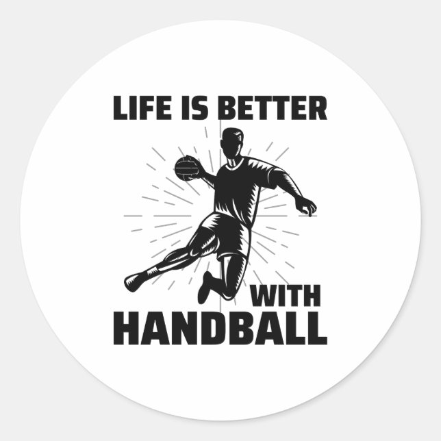 Sticker Rond Handball Player Sport Team Handballer Drôle Dire (Devant)