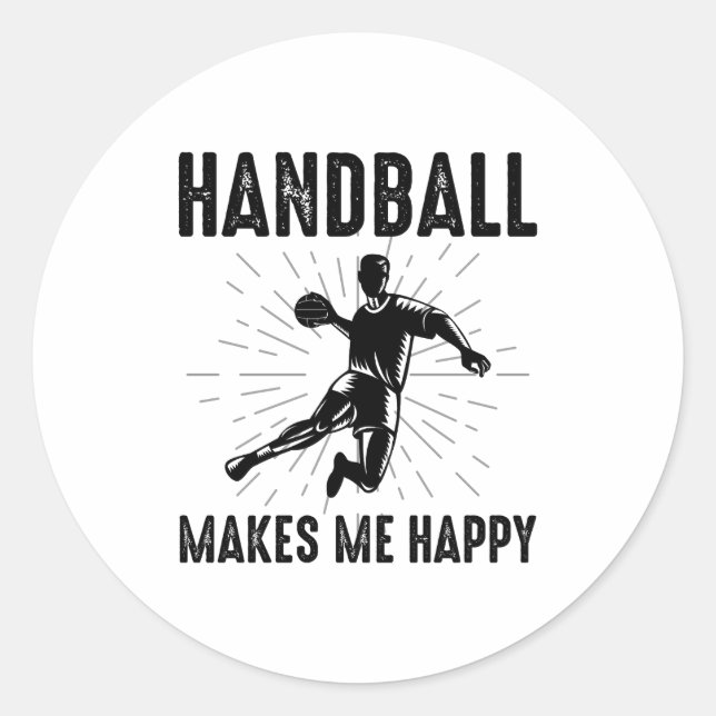 Sticker Rond Handball Player Sport Team Handballer Drôle Dire (Devant)