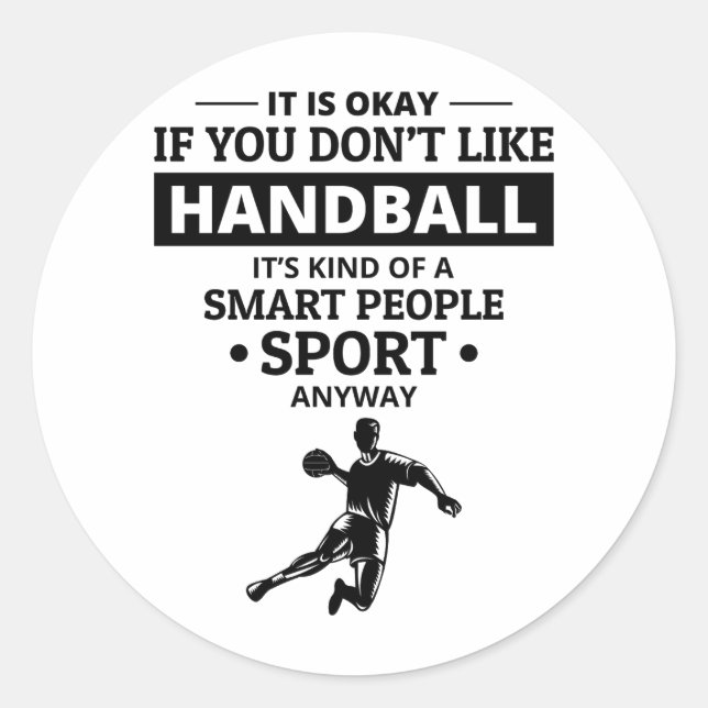 Sticker Rond Handball Player Sport Team Handballer Drôle Dire (Devant)