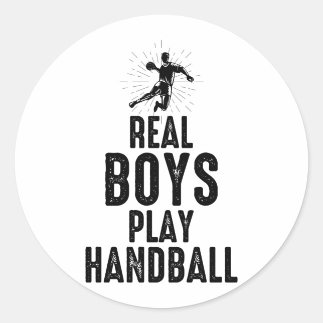 Sticker Rond Handball Player Sport Team Handballer Drôle Dire (Devant)