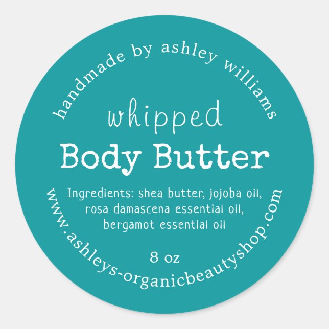 Sticker Rond Handmade Body Butter Organic Business Green (Devant)