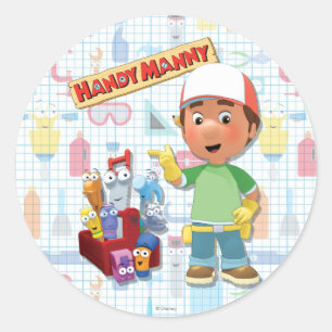 Sticker Rond Handy Manny et ses outils de conversation