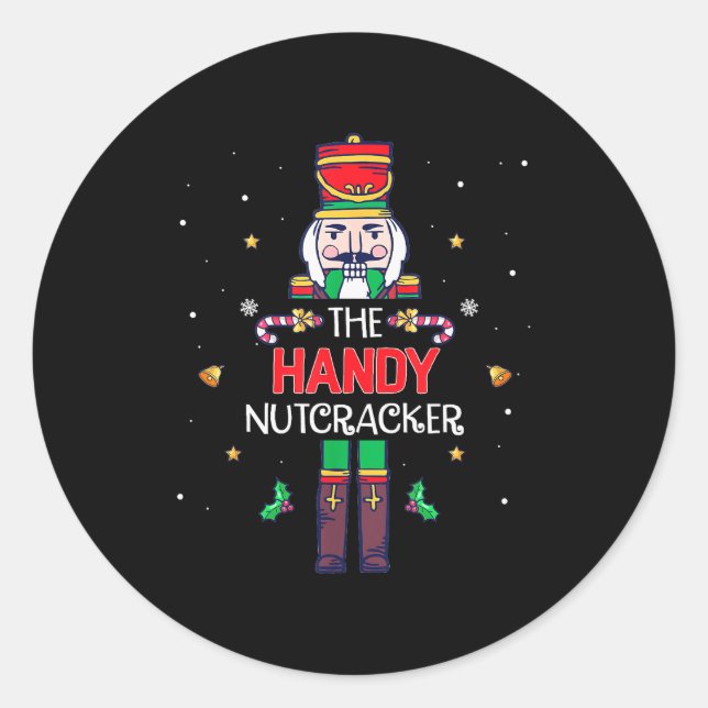 Sticker Rond Handy Nutcracker Funny Christmas Family Matching O (Devant)