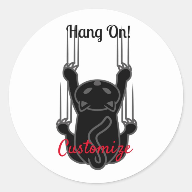 Sticker Rond Hang On Black Cat (Devant)