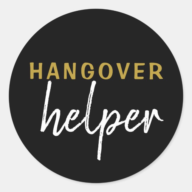 Sticker Rond Hangover Helper Mariage Bachelorette Favoriser Sti (Devant)