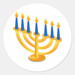 Sticker Rond Hannukah Menorah