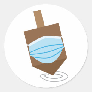 Sticker Rond Hanoukka 2020 - Dessus filant avec masque de visag