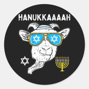 Sticker Rond Hanoukka Chat Chanukah Fermier juif
