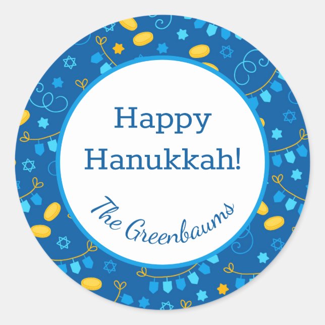 Sticker Rond Hanoukka Dreidels (Devant)
