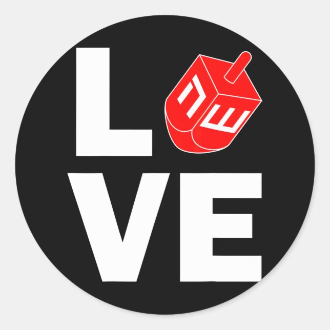 Sticker Rond Hanoukka Love Dreidel Jewish Holiday (Devant)