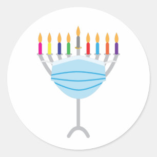Sticker Rond Hanoukka Menorah avec masque