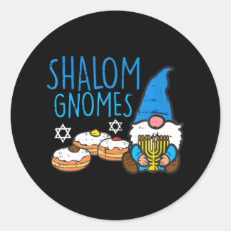 Sticker Rond Hanoukka Shalom Gnomes Funny Chanukah juif