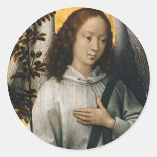 Sticker Rond Hans Memling- Angel tenant une branche d'olivier