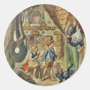 Sticker Rond Hansel et Gretel au Witch Cottage