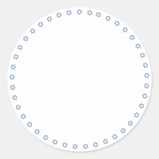 Sticker Rond Hanukkah blanc bordure bleu David Étoile de David  (Devant)