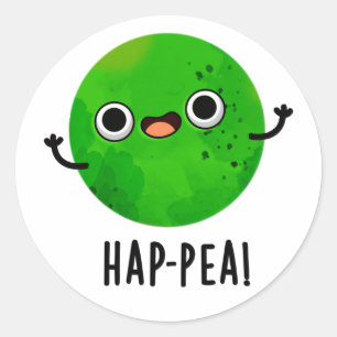 Sticker Rond Hap Pea Funny Happy Pea Pun