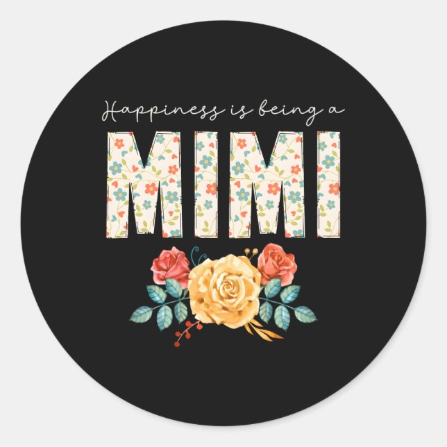 Sticker Rond Hapess Est Une Mamie Florale Mimi (Devant)