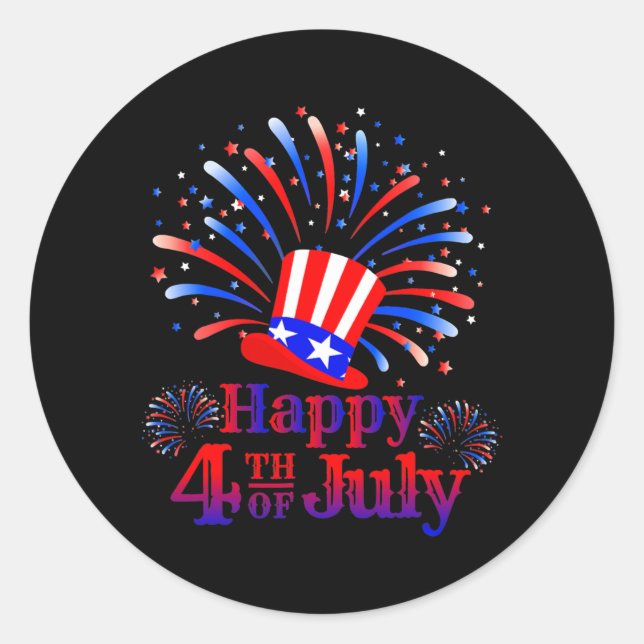 Sticker Rond Happy 4th of July America Celebrating Freedom  (Devant)