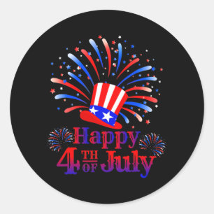 Sticker Rond Happy 4th of July America Celebrating Freedom