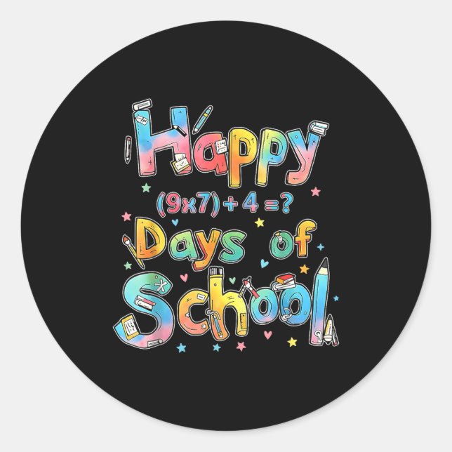 Sticker Rond Happy 67 Days Of School Math Equation Teacher Six  (Devant)
