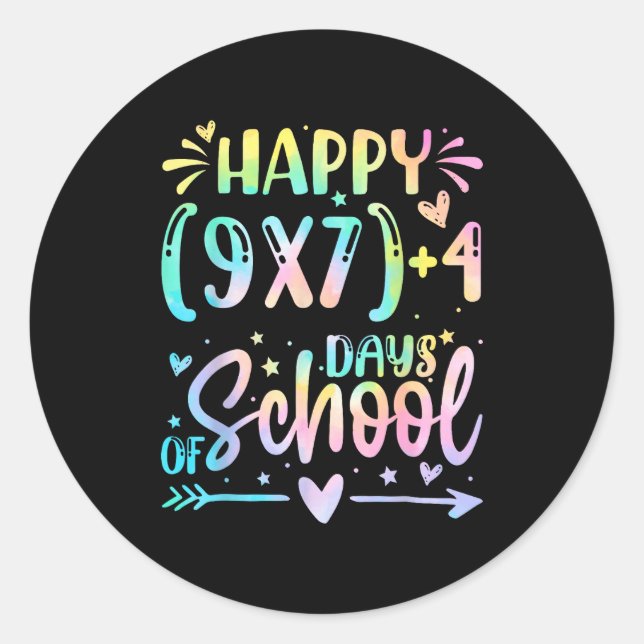 Sticker Rond Happy 67 Days Of School Math Teacher Students Six  (Devant)