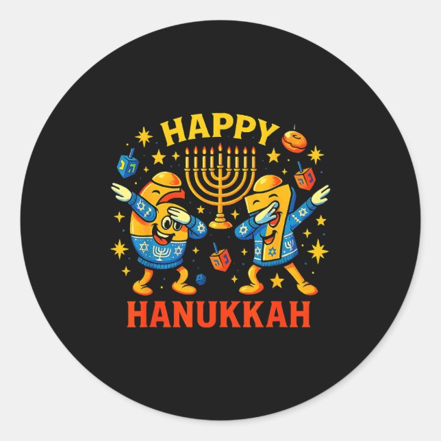 Sticker Rond Happy 67 Hanukkah Funny Holiday Meme Design  (Devant)
