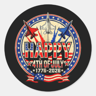 Sticker Rond Happy american 1776 2026 usa patrioctic 4th of jul