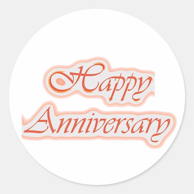 Sticker Rond HAPPY Anniversary : Elegant Texte Couleur Arrière  (Devant)