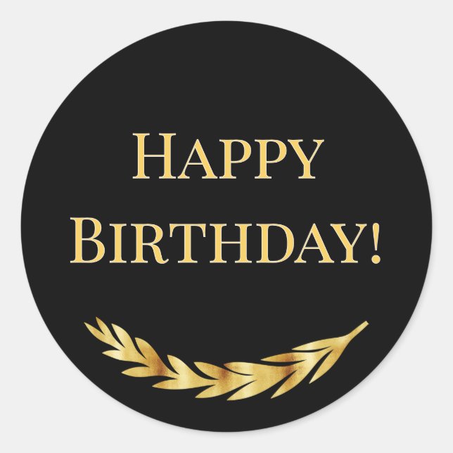 Sticker Rond Happy Birthday black gold decor (Devant)