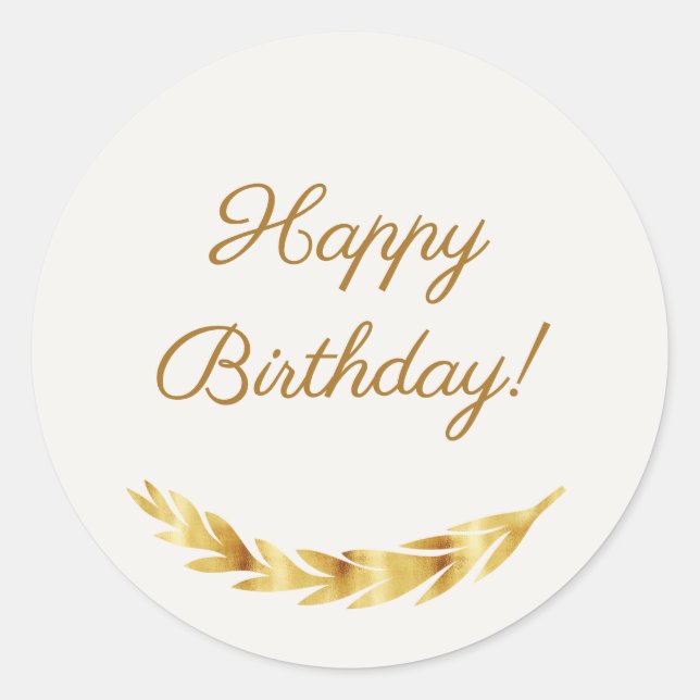 Sticker Rond Happy Birthday ivory gold (Devant)