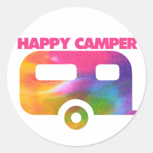 Sticker Rond Happy Camper