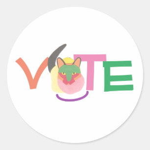 Sticker Rond Happy Cat Vote GOTV Bouton