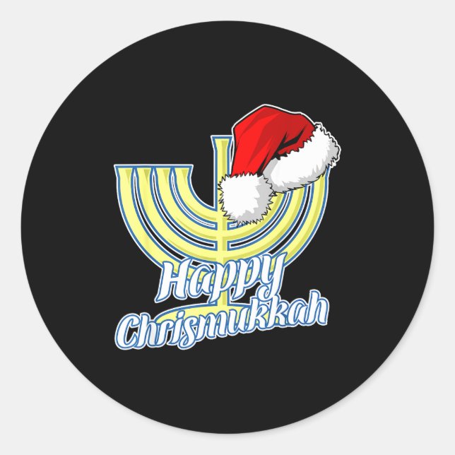 Sticker Rond Happy Christmukkah Hanukkah Christmas  (Devant)