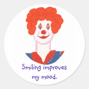 Sticker Rond Happy Clown Face, Sourire améliore mon humeur