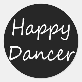 Sticker Rond Happy Dancer bw script