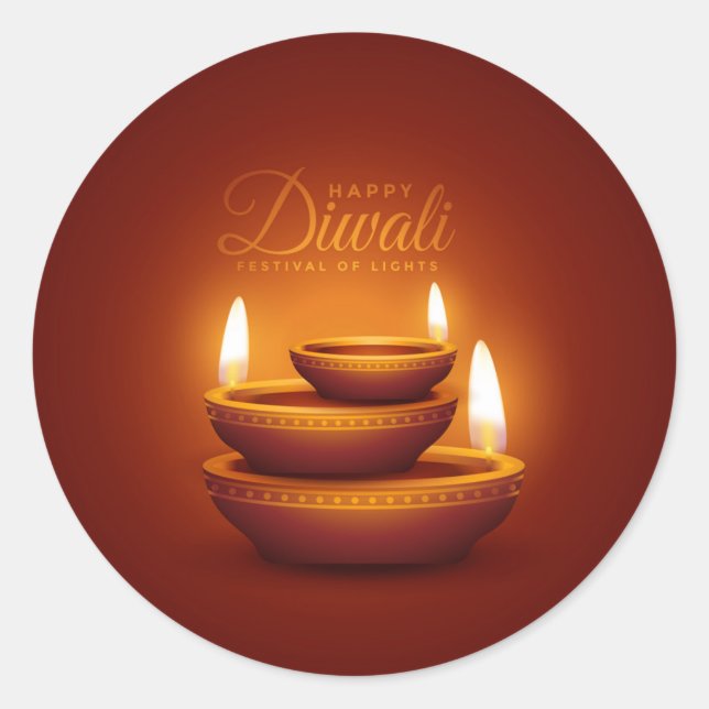 Sticker Rond Happy Diwali, Festival des Lumières (Devant)